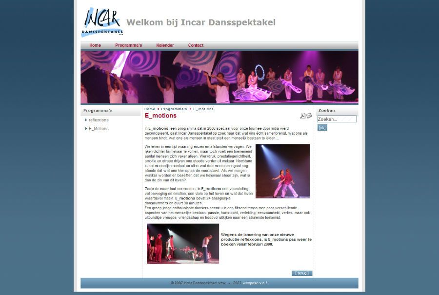 Website Incar Dansspektakel